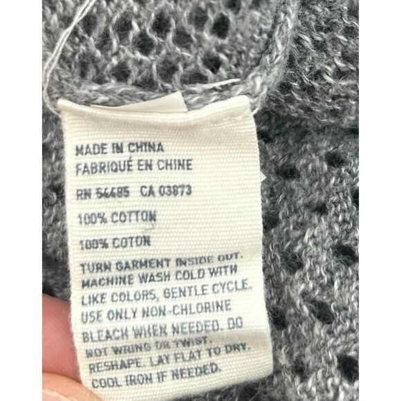 Y2K American Eagle Outfitters M Babydoll Gray Cap Sleeve Peplum Open Knit - Picture 3 of 7